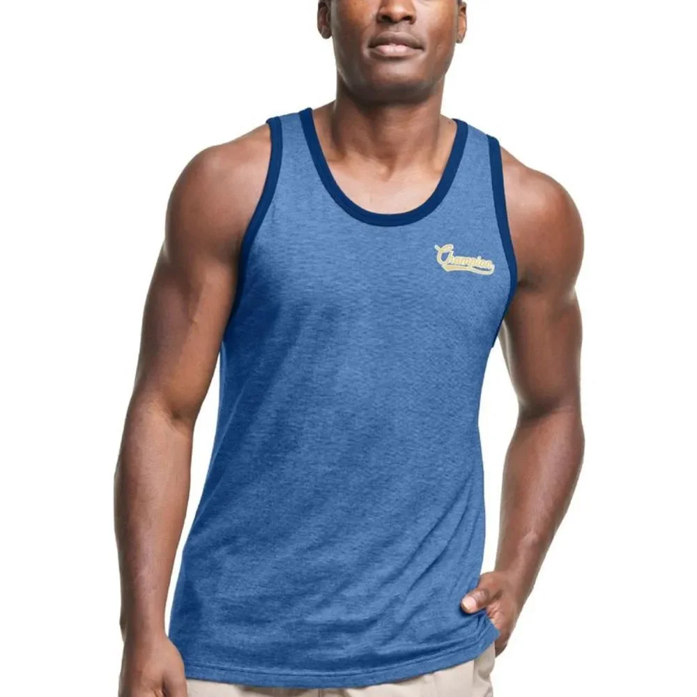 Champion Mens Micro Blue Striped Logo Fitness Tank Top Shirt NWT